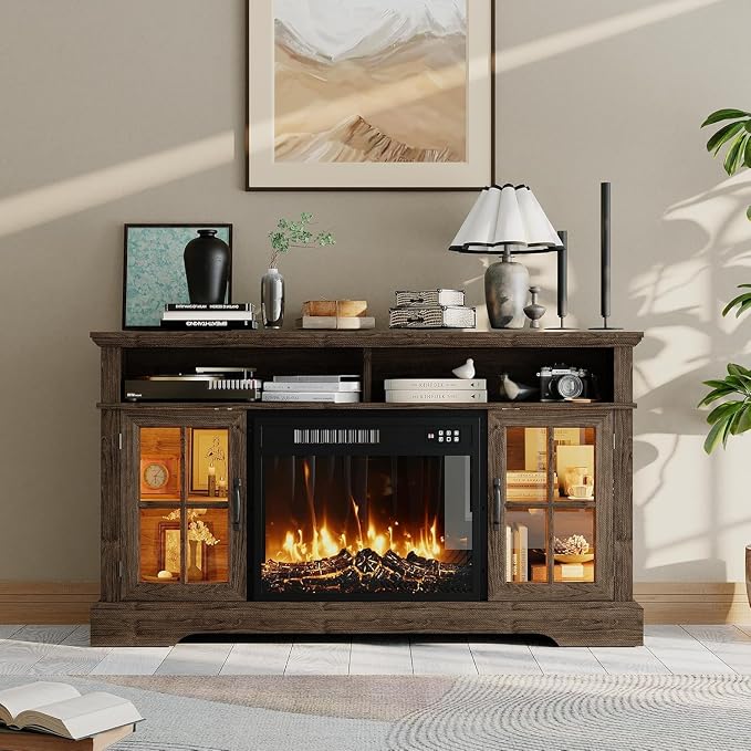 58" Fireplace TV Stand, Modern Entertainment Center - Image 8