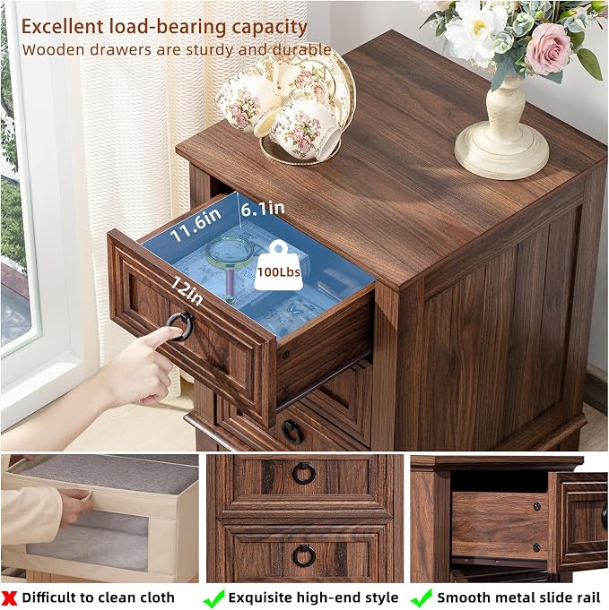 Joaxswe Farmhouse Nightstand Set of 2, 18 Inch End Table - Image 5