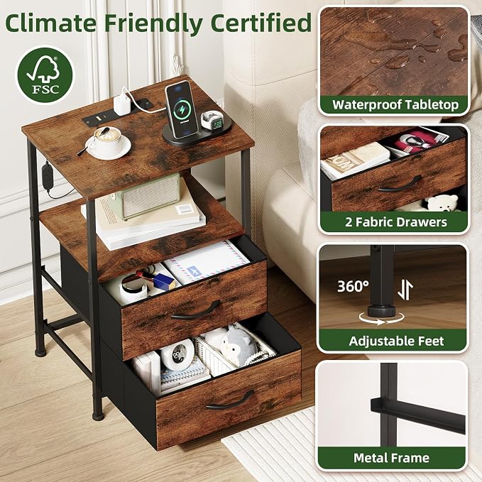 Somdot 2 Drawers Nightstand - Image 6