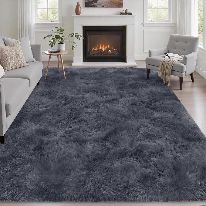 Fluffy 5x7 Area Rugs for Living Room Bedroom: Ultra Soft Shag Rug Non-Slip by Luxturiy