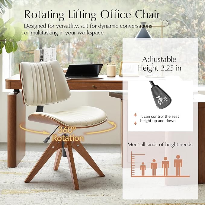 HULALA HOME Faux Leather Home Office Chair - Image 3