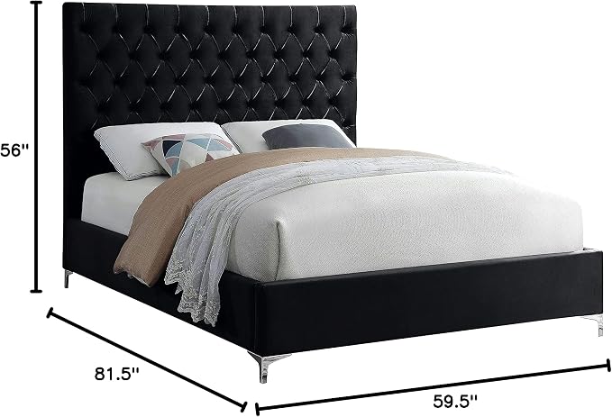 Meridian Furniture Cruz Collection Modern | Contemporary Velvet Upholstered Bed - Image 11