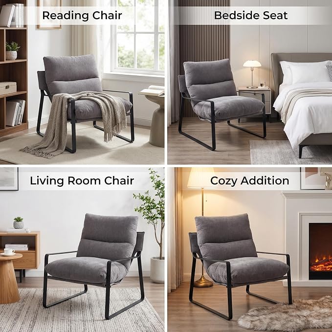 LukeAlon Modern Linen Accent Armchairs Set of 2, Upholstered Living Room Chairs - Image 5