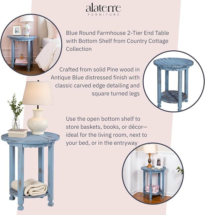 Alaterre Furniture Country Cottage Rustic Farmhouse Nightstand – 20-Inch Side - Image 4