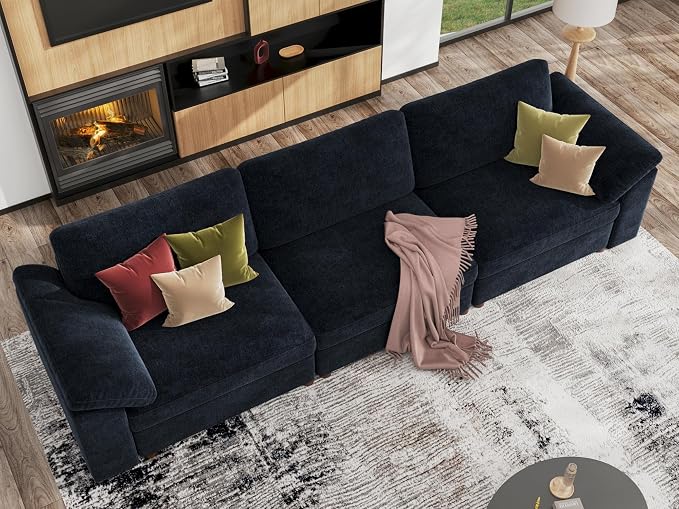 EASE MOOSE Modern 3 Seat Sectional Modular Sofa, FSC Certified Chenille Comfty - Image 4