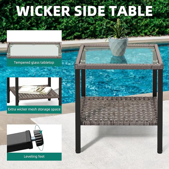 YITAHOME Outdoor Swivel Chair 3 Pieces, Wicker Patio Furniture, Porch Furniture - Image 5