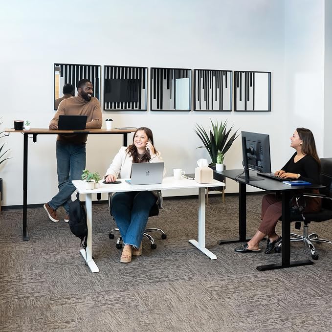 Veken 63 Inch Electric Standing Desk, Height Adjustable Sit Stand Up, Wood - Image 7