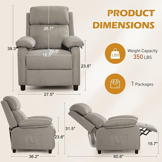 Korser Recliner Chair, Living Room Chairs - Image 2