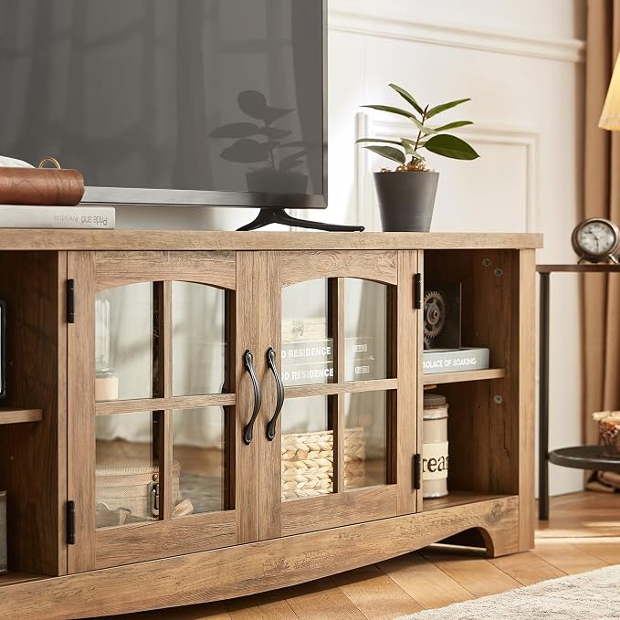 LINSY HOME TV Stand for 75 Inch TV, Modern Farmhouse Entertainment Center - Image 5