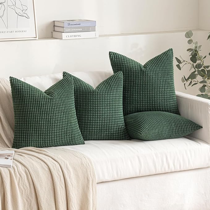 MIULEE Boho Farmhouse Throw Pillow Covers 18x18 Inch Set of 4 Soft Neutral - Image 8