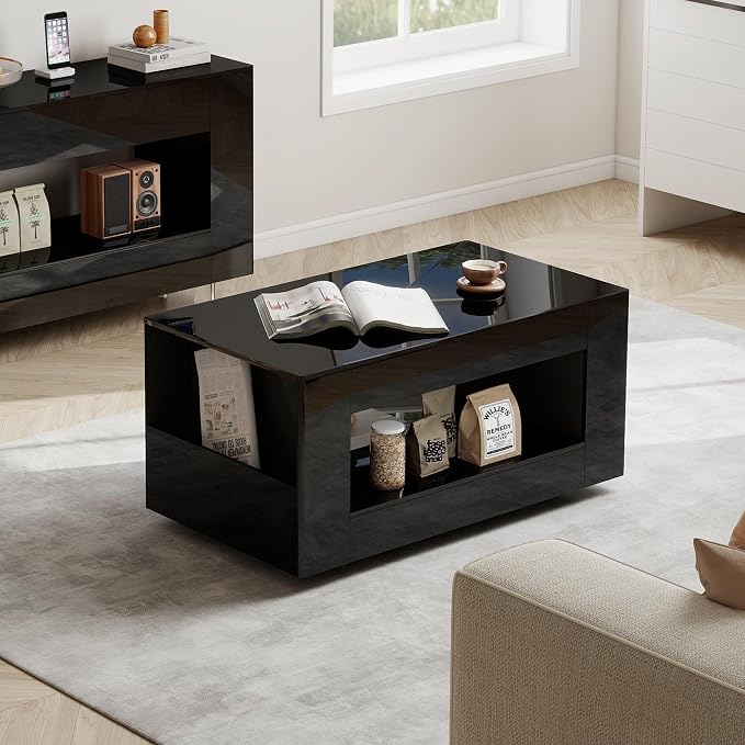 39" High Gloss Wood Coffee Table - Image 7