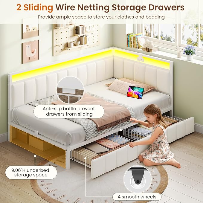 DICTAC Corner Twin Bed Frame - Image 5
