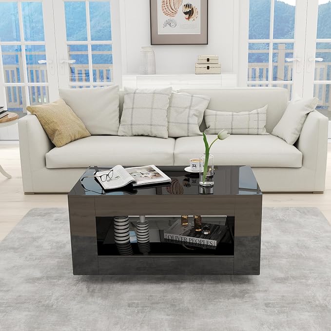 35" High Gloss Wood Coffee Table - Image 6