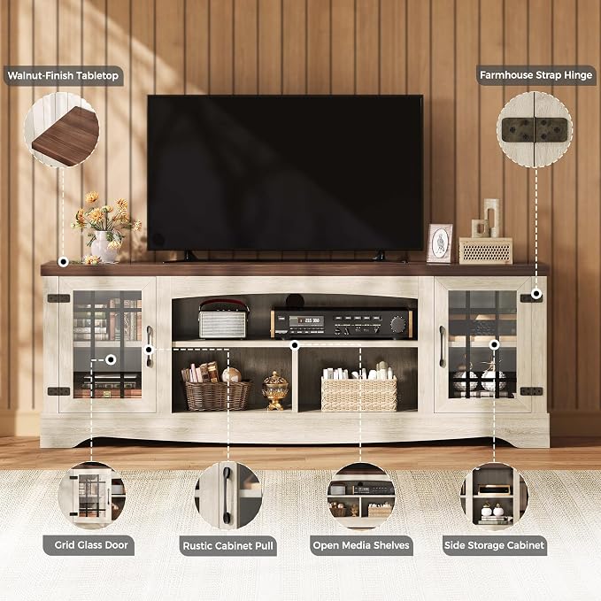 IRONCK Farmhouse TV Stand for 75 Inch TV, Rustic Entertainment Center - Image 5