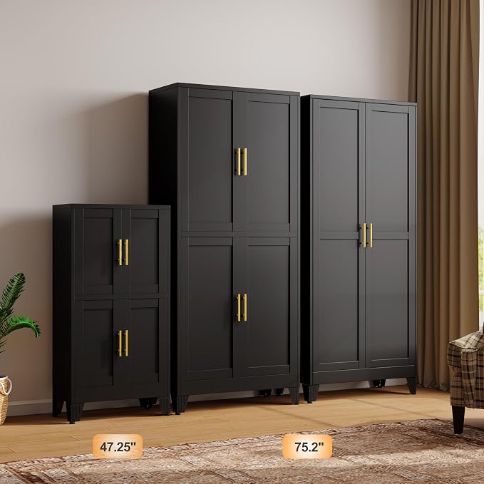 GAIOUS 47.25" Metal Storage Cabinet, Freestanding Bathroom Cabinet, Pantry - Image 9