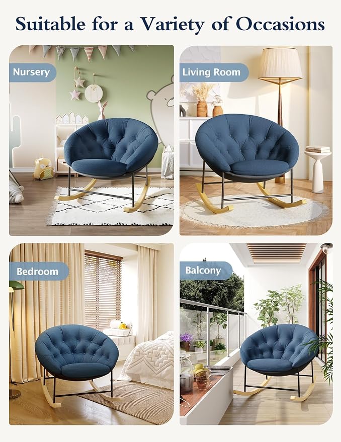 Kidirect Wide Rocking Chair Nursery, Comfy Saucer Nursery Rocking Chairs - Image 9