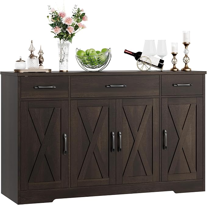 HOSTACK Buffet Cabinet with Drawers, Modern Farmhouse Coffee Bar Station Wood by HOSTACK
