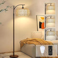 Arc Floor Lamps for Living Room Rattan Boho Floor Lamp by ZECOXOL