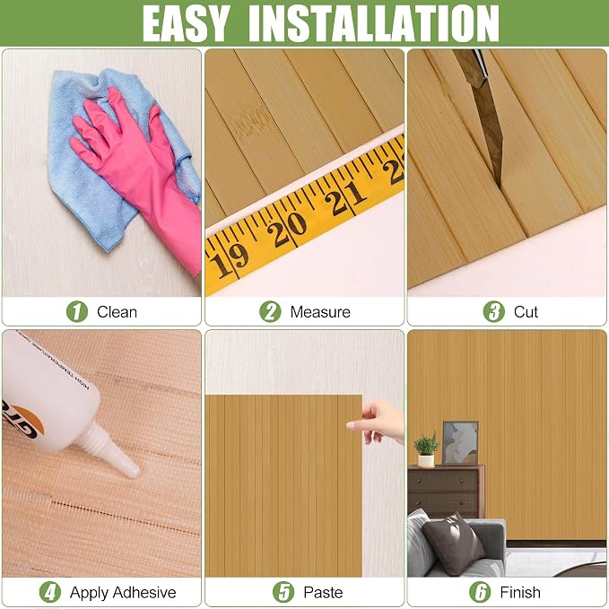 Bamboo Wall Panel for Interior Wall Decor, Renewable Pole Wrap Wainscoting Roll - Image 5