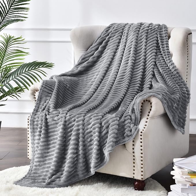 BEDELITE Fleece Throw Blanket for Couch – 3D Ribbed Jacquard Soft and Warm - Image 8