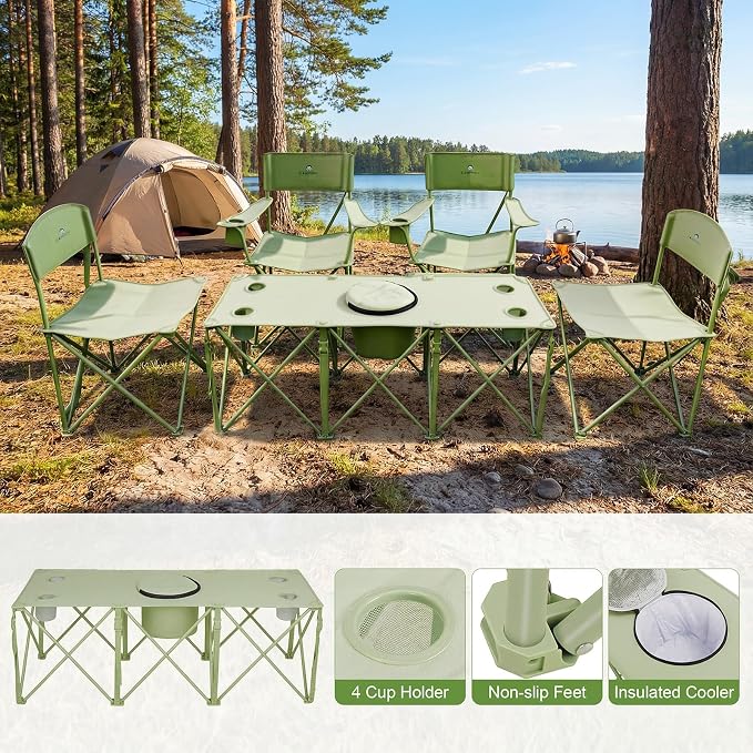 Camping Chair Set of 3, Outdoor Folding Camping Chairs - Image 5