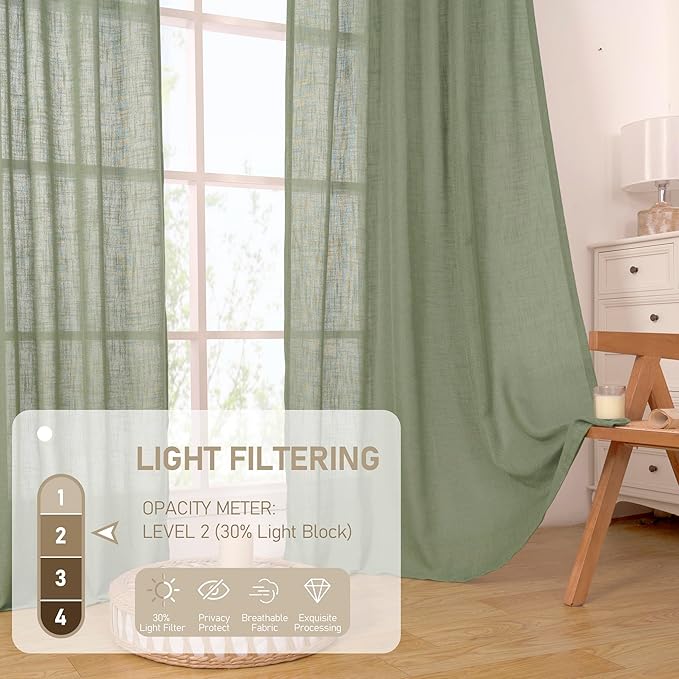 LAMIT Sage Green Linen Curtains - Image 4