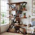 FUSUNBAO Industrial Bookshelf, Vintage 5-Tier Tall Bookcase by FUSUNBAO
