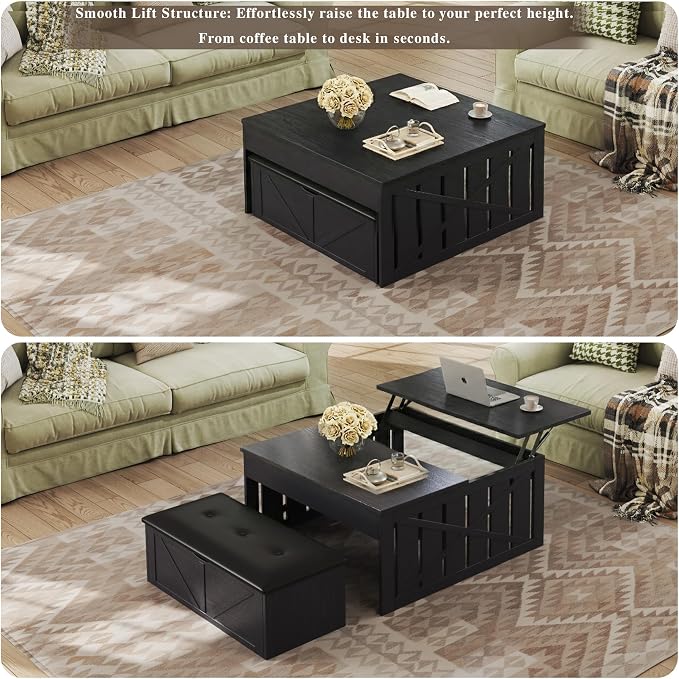 HUAHUU Coffee Table, 31.5 Lift Top Coffee Tables - Image 3