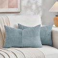 Fancy Homi Set of 2 Light Blue Lumbar Decorative Throw Pillow Covers 12x20 Inch by Fancy+Homi
