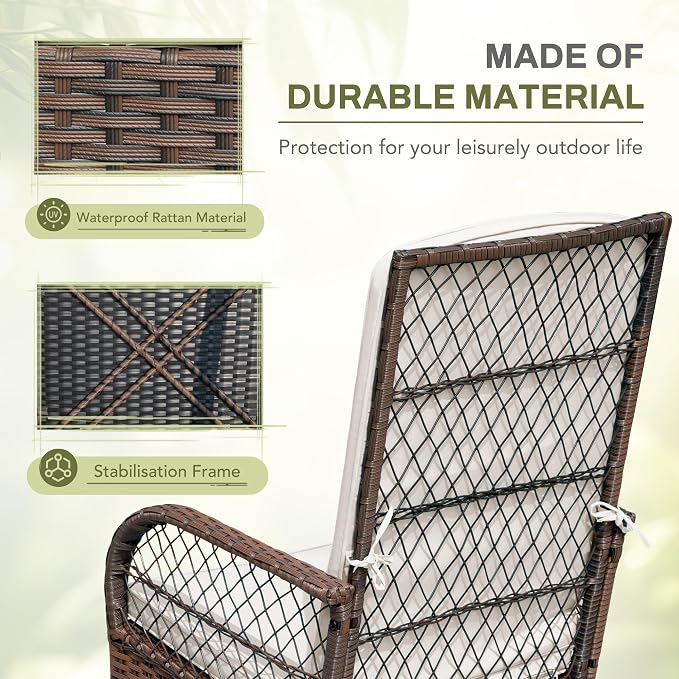 Greesum 3 Piece Outdoor Wicker Rocking Chairs Patio Furniture Set - Image 5