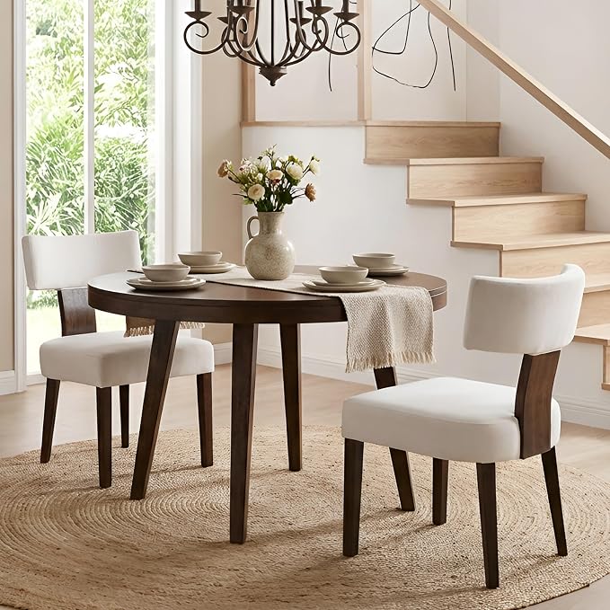 Mid Century Modern Dining Chairs, Farmhouse Velvet Upholstered Accent Chair by HNY