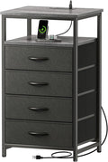 Huuger Night Stand with Charging Station, 4 Drawer Dresser by Huuger