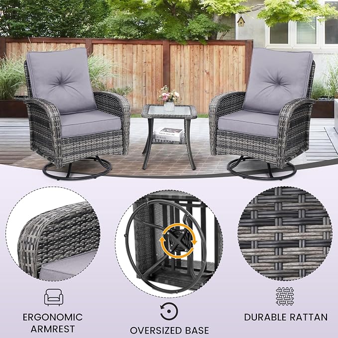 wildformers Luxury Outdoor Swivel Wicker Glider Patio Chairs - Image 5