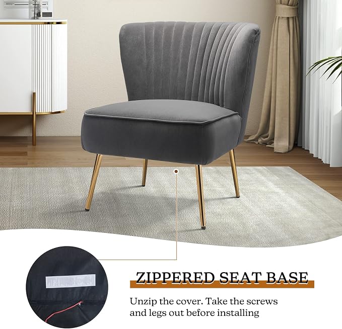 HULALA HOME Velvet Accent Chair, Modern Upholstered Cute Side Chair - Image 6