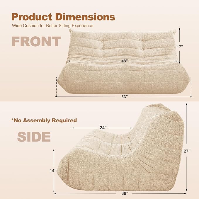 Bean Bag Loveseat Chair Big Sofa Beanbag Chair - Image 2