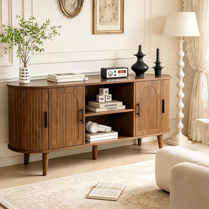 Mxtxmy 51" Fluted TV Stand, Mid-Century Modern Entertainment Center - Image 8