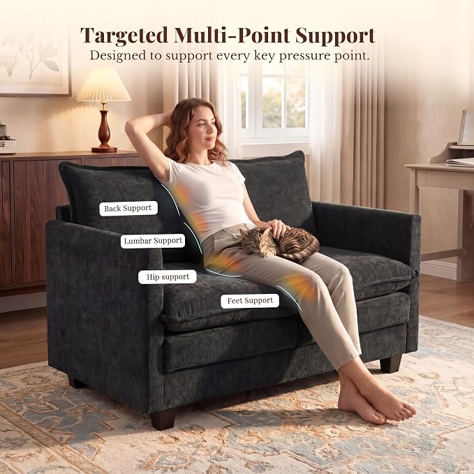 Loveseat Sofa with Cloud 3-Layer Cushion & 27" Deep Seat, Modern Small Couch No - Image 4
