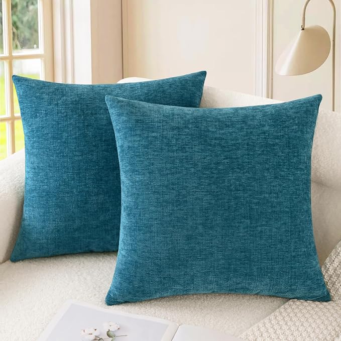 CaliTime Throw Pillow Covers Decorative 26 X 26 Inches Pack of 2 Cozy Chenille by CaliTime