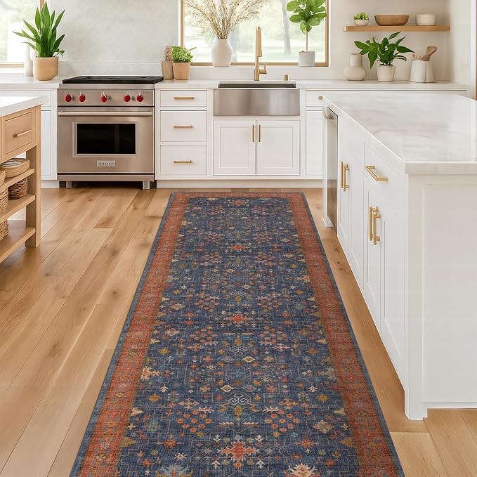 Hazo Haus Navy Blue Runner Rug 2x7 by HazoHaus