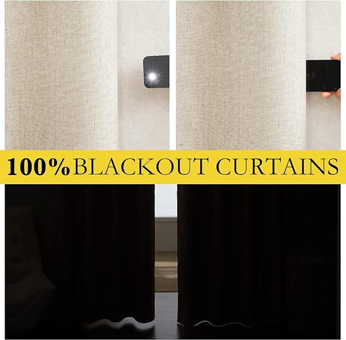 NICETOWN Linen Blackout Curtains - Image 2