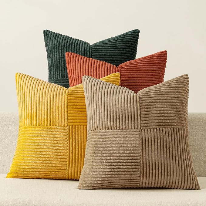 MIULEE Green Rust Throw Pillow Covers 20x20 Inch Set of 4 Boho Farmhouse Soft by MIULEE