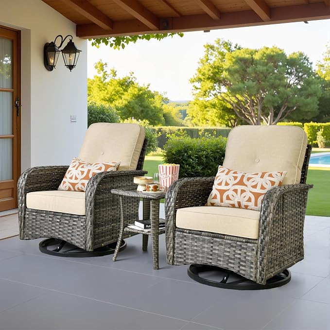 Weaxty Outdoor Swivel Rocker Patio Chairs, 3 Pieces Patio Furniture Set by Eco-ChicLivingBeautifullyAffordable
