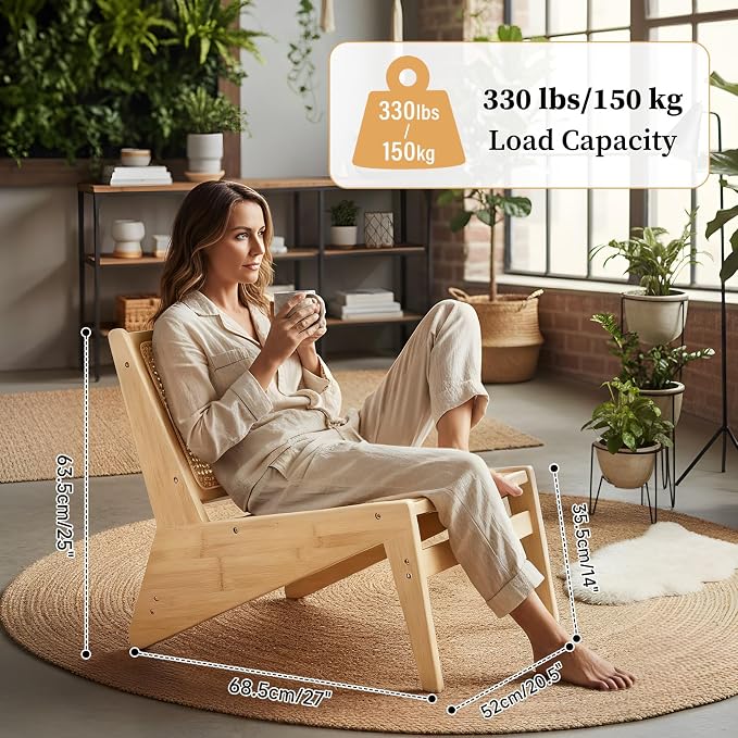 Furlide Rattan Accent Chair for Living Room, Mid Century Side Chair, Comfy - Image 8