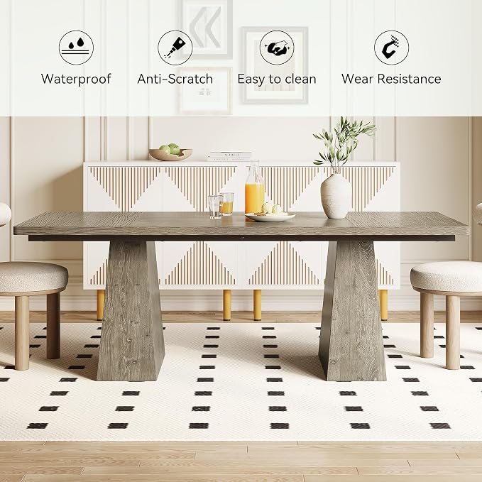 LITTLE TREE Dining Table for 6 People, Wooden Table, Rectangle Furniture - Image 7