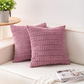Pack of 2 Corduroy Decorative Throw Pillow Covers 24x24 Inch Soft Striped by Unknown