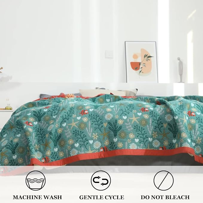 LUTBM Boho Throw Blanket for Bed 100% Cotton Ultra Soft Rustic Quilt Summer - Image 4