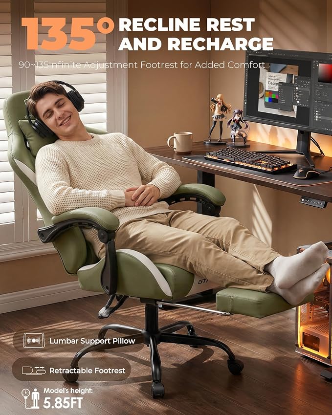 GTPLAYER Gaming Chair with Foot Rest & Pocket Spring Cushion, Ergonomic High - Image 7