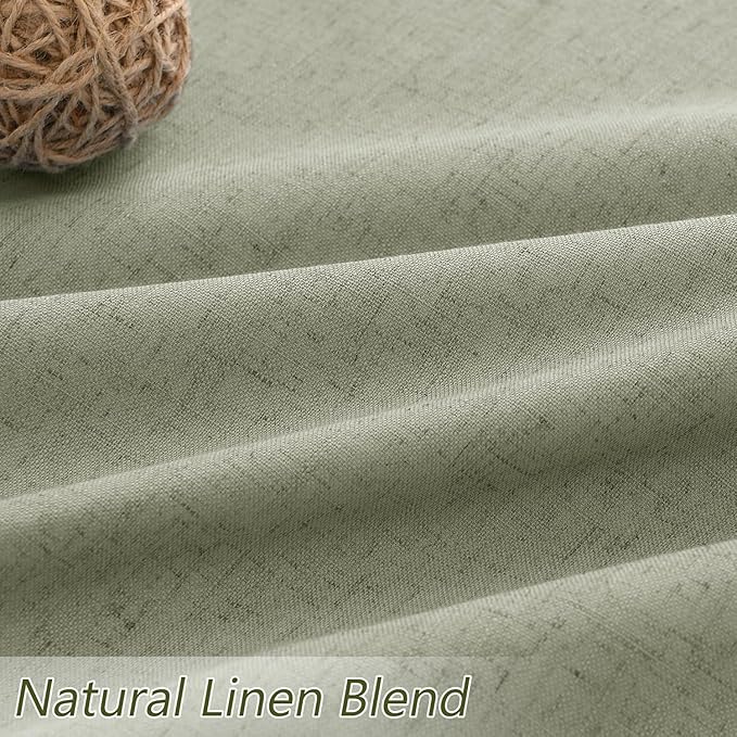 Guken 100% Blackout Linen Curtains 110 Inch Wide by 52 Inch 2 Panels Set - Image 3