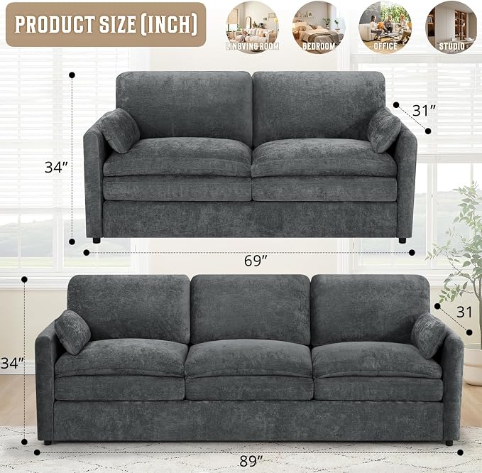 Chenille Upholstered Sofa Set - Image 3