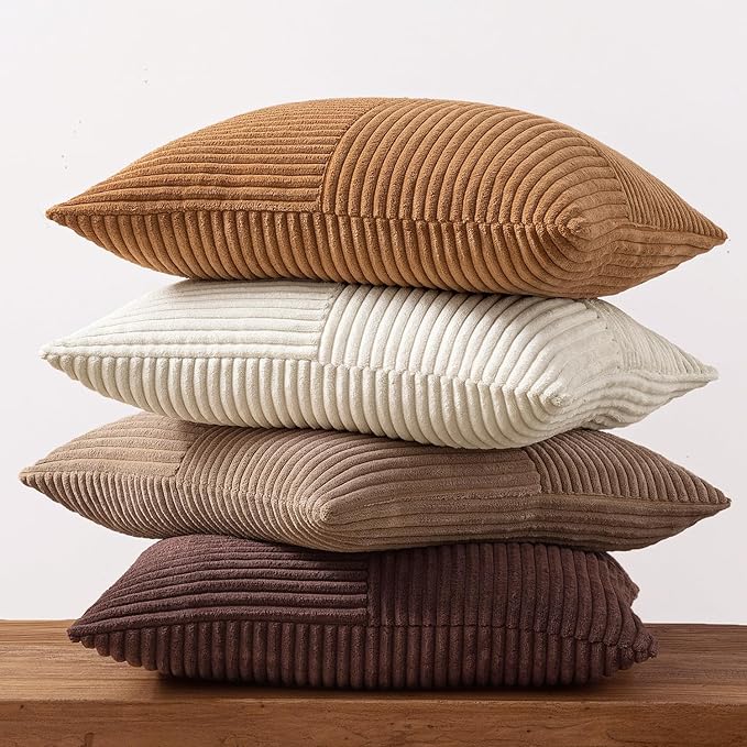 MIULEE Brown Throw Pillow Covers 20x20 Inch Set of 4 Boho Farmhouse Cushion - Image 5